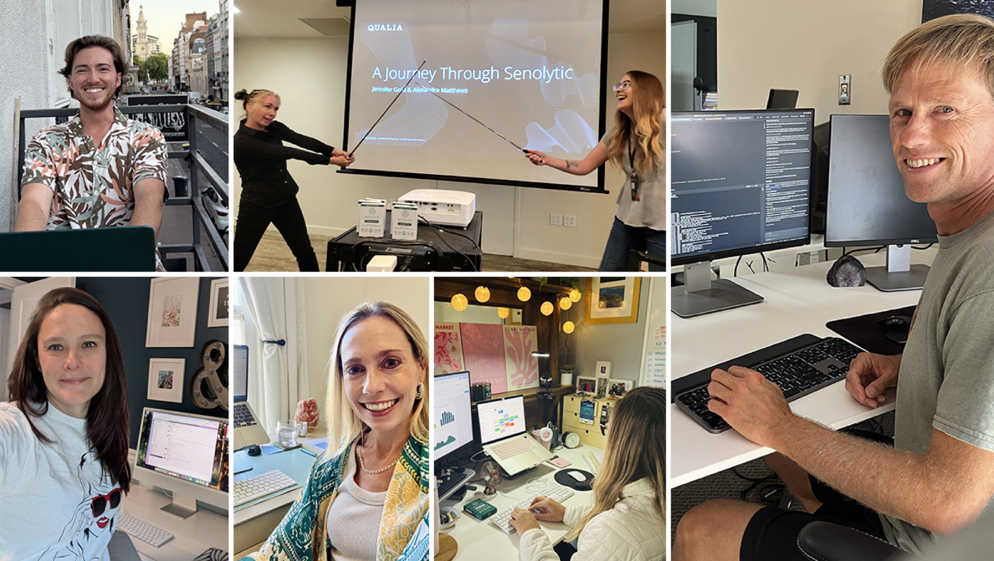 Collage of Qualia team members at work